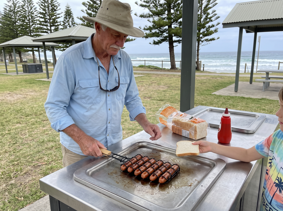 The Snag Rack on a beachside park BBQ